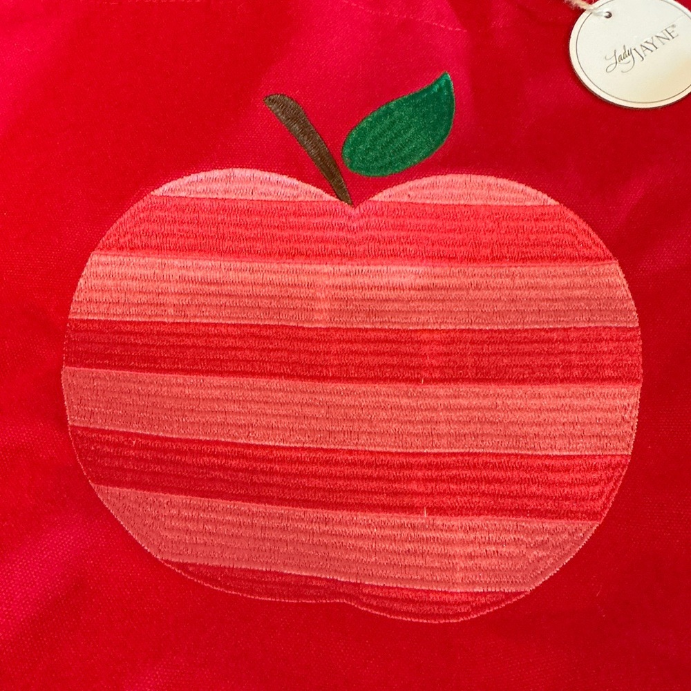Vibrant Red Apple Lined Tote Bag - Picture 2 of 7